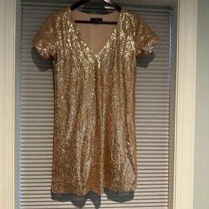 Lulu’s gold sequin mini dress v neck